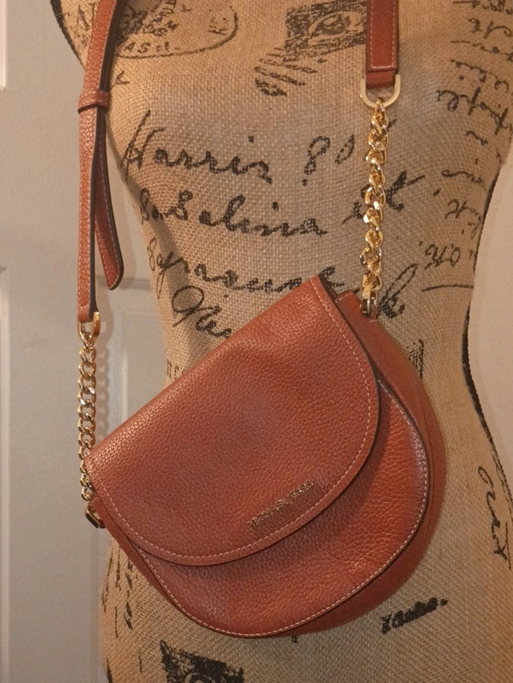 Michael Kors Brown Leather Saddle Crossbody Bag
